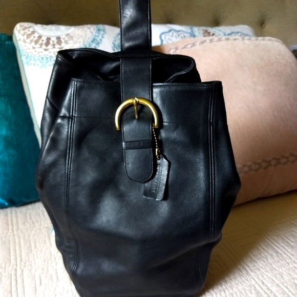 Vintage Legacy Black Coach Leather One Shoulder Backpack Made in USA D7C-4150 - Picture 1 of 9